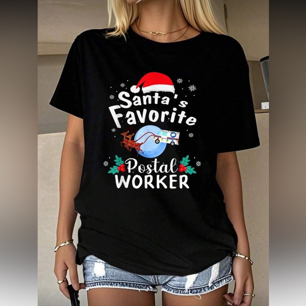 Santa’s Favorite Postal Worker T-shirt Large